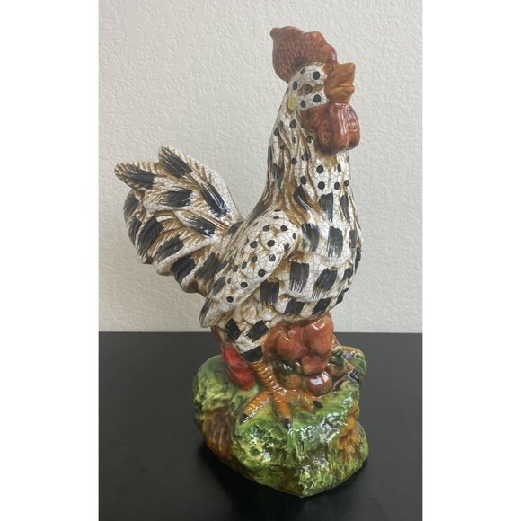 Ceramic Rooster - Colorful Chicken Rooster Figurine Farm Country Decoration - Picture 5 of 9